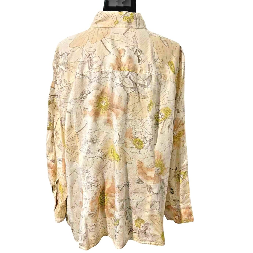Talbots Petite Ruffle Button Front Shirt Creme Floral‎ 20WP Cottagecore Romantic - Picture 3 of 9